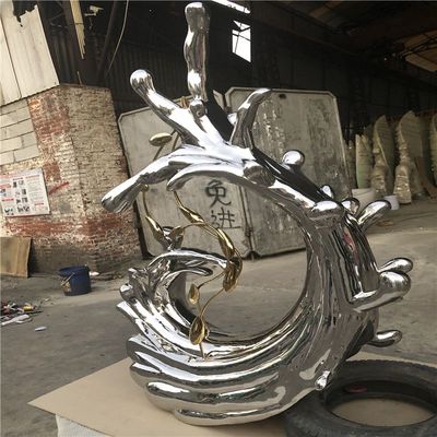 抽象园林景观不锈钢浪花雕塑 景观雕塑定做
