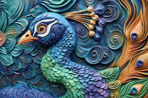 现代立体孔雀浮雕工艺品 海报设计 下载请至来源处