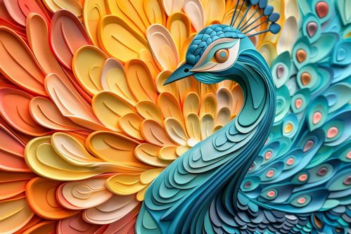 3d立体孔雀浮雕工艺品 海报设计 下载请至来源处