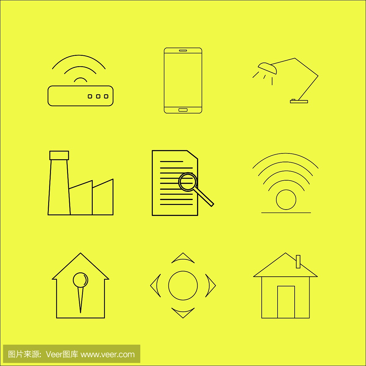 Web线性图标集。简单的轮廓图标